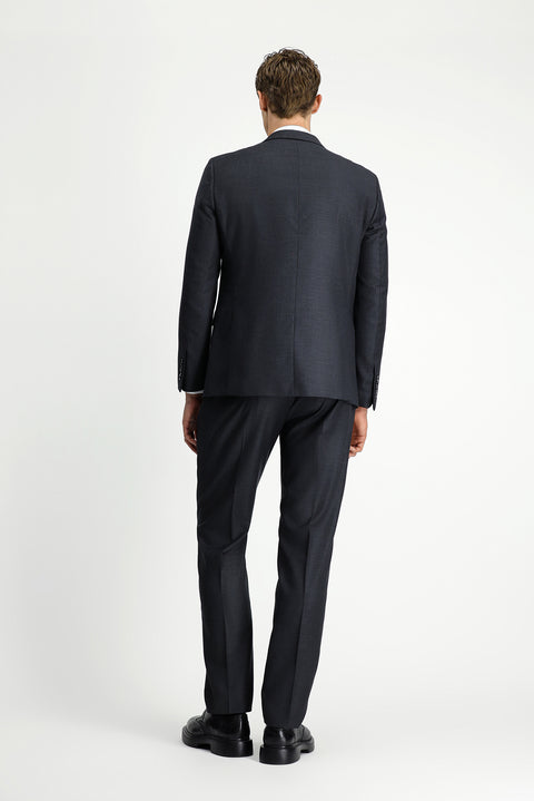 Koyu Antrasit 7 Drop Slim Fit Dar Kesim Desenli Beli Lastikli Takım Elbise