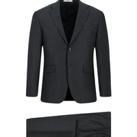 Orta Antrasit 7 Drop Slim Fit Dar Kesim Desenli Beli Lastikli Takım Elbise