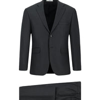 Orta Antrasit Slim Fit Dar Kesim Klasik Desenli Beli Lastikli Takım Elbise