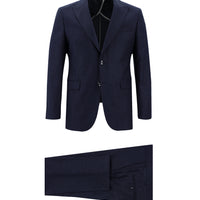 Orta Lacivert Slim Fit Dar Kesim Klasik Çizgili Takım Elbise