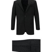 Siyah Relaxed Fit Rahat Kesim Klasik Çizgili Takım Elbise