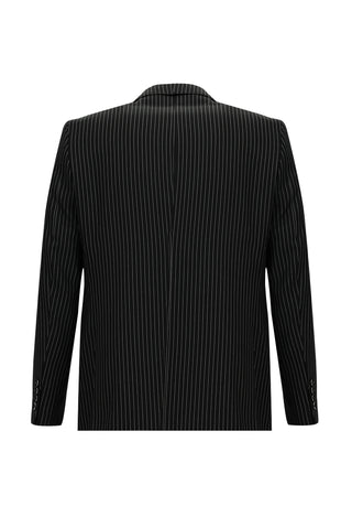  Siyah 4 Drop Relaxed Fit Rahat Kesim Çizgili Takım Elbise