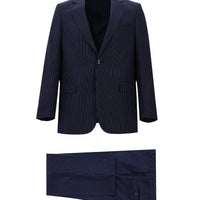 Orta Lacivert Relaxed Fit Rahat Kesim Klasik Çizgili Takım Elbise