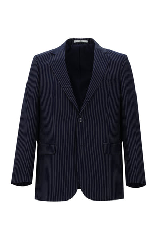  Orta Lacivert Relaxed Fit Rahat Kesim Klasik Çizgili Takım Elbise