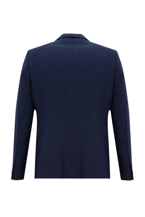 Havacı Mavi 6 Drop Regular Fit Standart Kesim Çizgili Takım Elbise