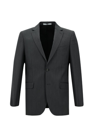  Orta Antrasit Regular Fit Klasik Çizgili Takım Elbise