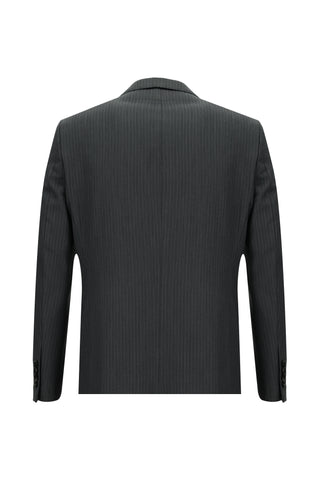  Orta Antrasit Regular Fit Klasik Çizgili Takım Elbise