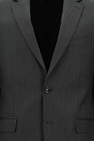  Orta Antrasit Regular Fit Klasik Çizgili Takım Elbise