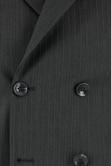  Orta Füme Slim Fit Dar Kesim Çizgili Kruvaze Takım Elbise