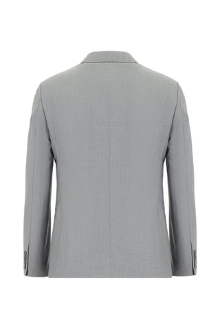  Orta Gri Super Slim Fit Ekstra Dar Kesim Çizgili Kruvaze Takım Elbise