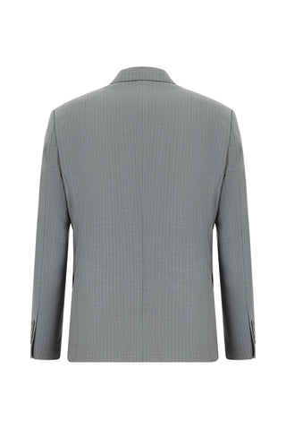  Orta Füme Regular Fit Çizgili Kruvaze Takım Elbise