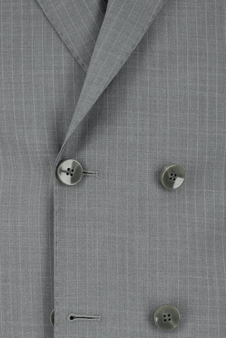  Orta Füme Regular Fit Çizgili Kruvaze Takım Elbise