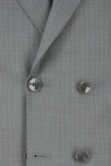  Orta Füme Regular Fit Çizgili Kruvaze Takım Elbise