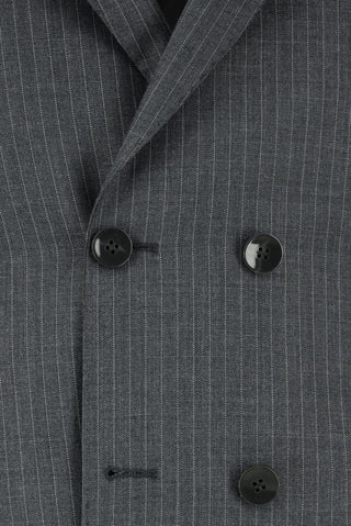  Koyu Füme 7 Drop Super Slim Fit Eksra Dar Kesim Çizgili Kruvaze Takım Elbise