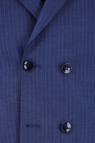  Açık Lacivert Super Slim Fit Ekstra Dar Kesim Çizgili Kruvaze Takım Elbise