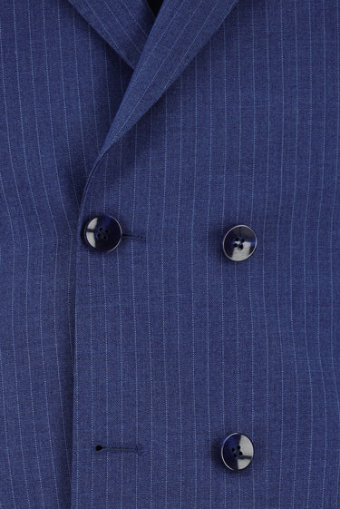 Açık Lacivert 6 Drop Regular Fit Standart Kesim Çizgili Kruvaze Takım Elbise