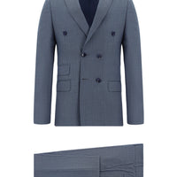 İndigo Super Slim Fit Ekstra Dar Kesim Çizgili Kruvaze Takım Elbise