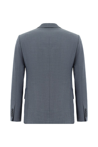  Koyu İndigo Super Slim Fit Ekstra Dar Kesim Çizgili Kruvaze Takım Elbise