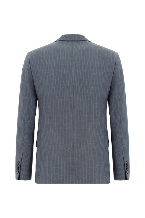 Koyu İndigo 6 Drop Regular Fit Standart Kesim Çizgili Kruvaze Takım Elbise