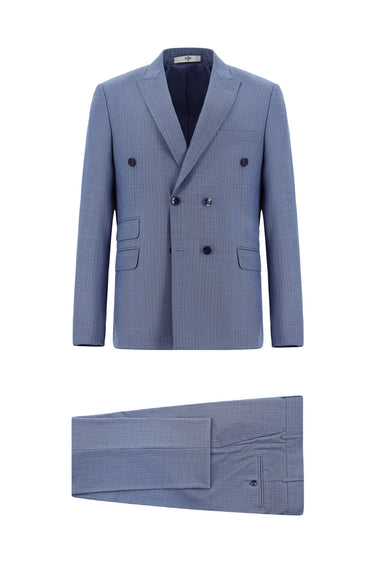 Mavi Super Slim Fit Ekstra Dar Kesim Çizgili Kruvaze Takım Elbise