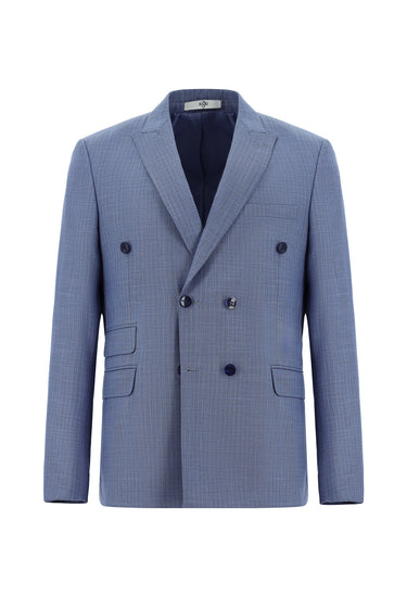 Mavi Super Slim Fit Ekstra Dar Kesim Çizgili Kruvaze Takım Elbise