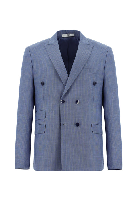 Mavi 7 Drop Super Slim Fit Eksra Dar Kesim Çizgili Kruvaze Takım Elbise