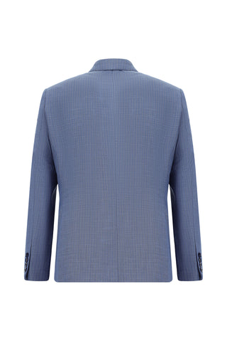  Mavi Regular Fit Çizgili Kruvaze Takım Elbise