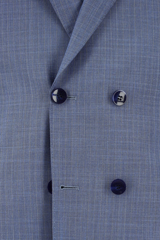  Mavi Regular Fit Çizgili Kruvaze Takım Elbise