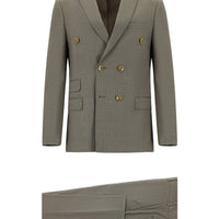 Light Brown 6 Drop Regular Fit Standard Cut Striped Double-Breasted Suit