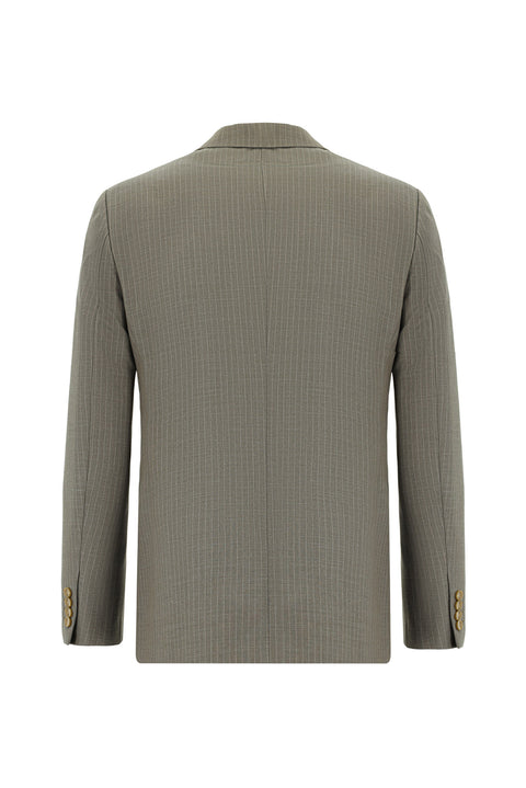 Açık Kahve  7 Drop Super Slim Fit Eksra Dar Kesim Çizgili Kruvaze Takım Elbise