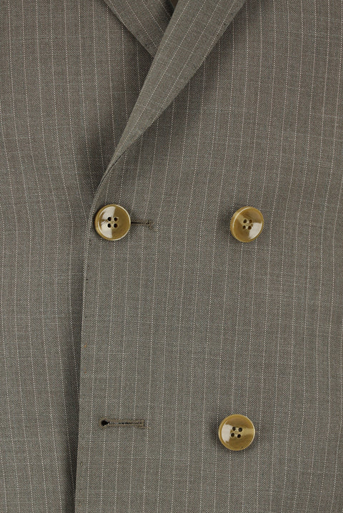 Light Brown 6 Drop Regular Fit Standard Cut Striped Double-Breasted Suit