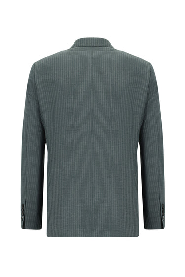 Petrol Yeşili 7 Drop Super Slim Fit Eksra Dar Kesim Çizgili Kruvaze Takım Elbise