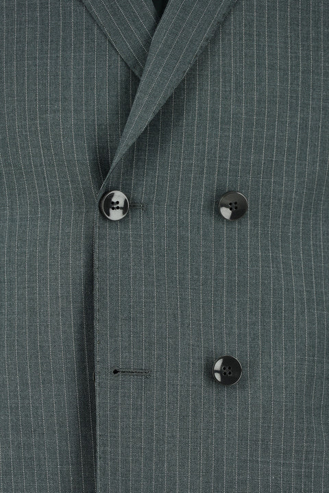 Petrol Yeşili 6 Drop Regular Fit Standart Kesim Çizgili Kruvaze Takım Elbise