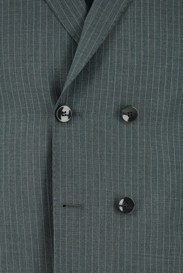 Petrol Yeşili 7 Drop Super Slim Fit Eksra Dar Kesim Çizgili Kruvaze Takım Elbise