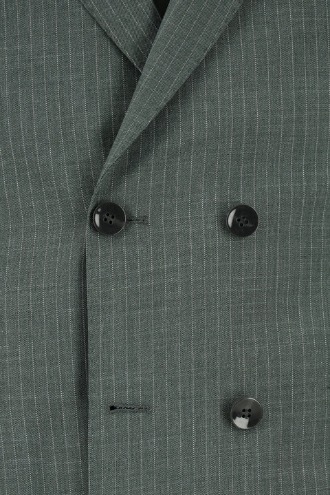 Koyu Yeşil 6 Drop Regular Fit Standart Kesim Çizgili Kruvaze Takım Elbise