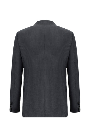  Koyu Antrasit Super Slim Fit Ekstra Dar Kesim Çizgili Kruvaze Takım Elbise