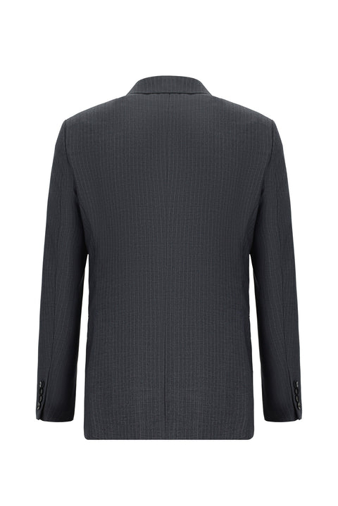 Koyu Antrasit 6 Drop Regular Fit Standart Kesim Çizgili Kruvaze Takım Elbise