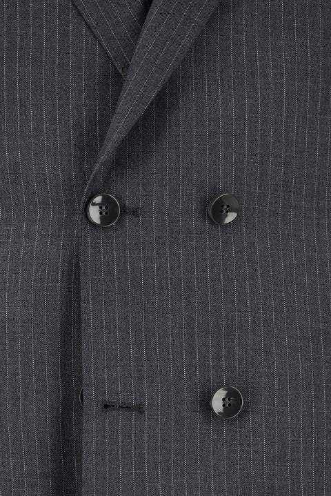 Medium Anthracite 6 Drop Regular Fit Standard Cut Striped Double-Breasted Suit