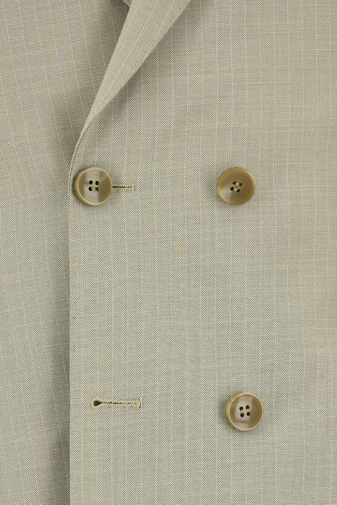 Açık Vizon 6 Drop Regular Fit Standart Kesim Çizgili Kruvaze Takım Elbise