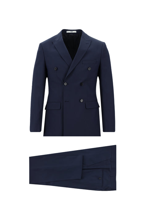 Orta Lacivert 7 Drop Super Slim Fit Eksra Dar Kesim Kruvaze Çizgili Takım Elbise