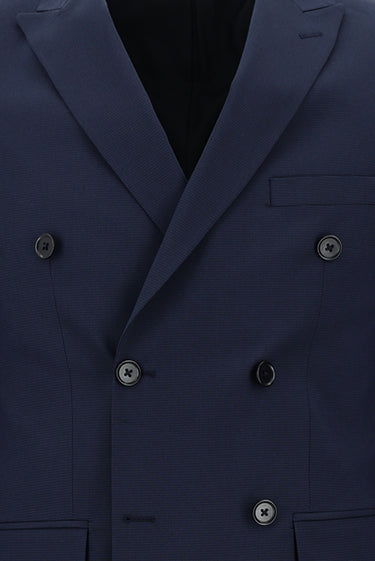  Orta Lacivert Super Slim Fit Ekstra Dar Kesim Kruvaze Çizgili Takım Elbise