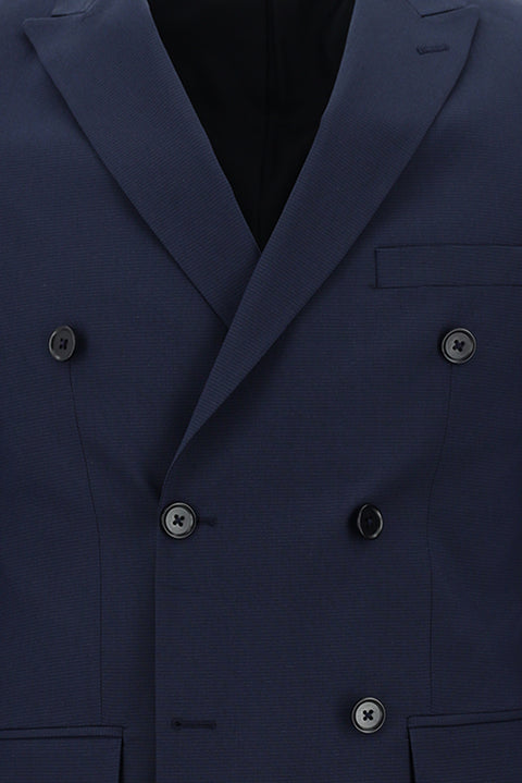 Orta Lacivert 7 Drop Super Slim Fit Eksra Dar Kesim Kruvaze Çizgili Takım Elbise
