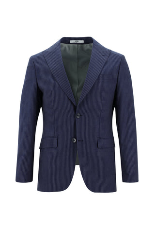  Koyu Lacivert 7 Drop Super Slim Fit Eksra Dar Kesim Çizgili Takım Elbise
