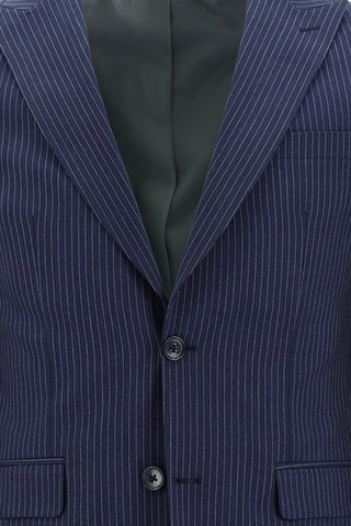  Koyu Lacivert 7 Drop Super Slim Fit Eksra Dar Kesim Çizgili Takım Elbise