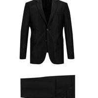 Siyah Slim Fit Dar Kesim Klasik Çizgili Takım Elbise