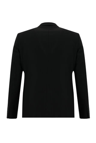  Siyah Slim Fit Dar Kesim Klasik Çizgili Takım Elbise