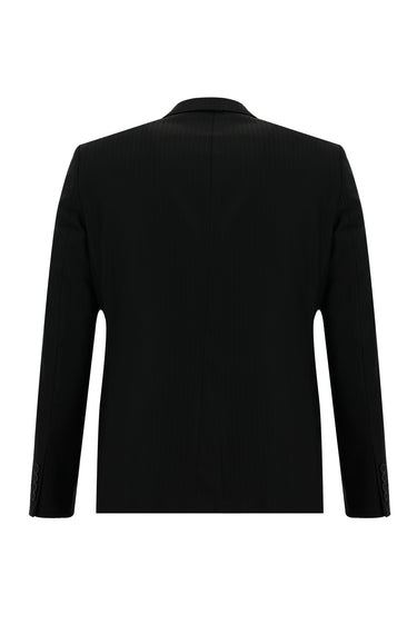  Siyah Slim Fit Dar Kesim Klasik Çizgili Takım Elbise