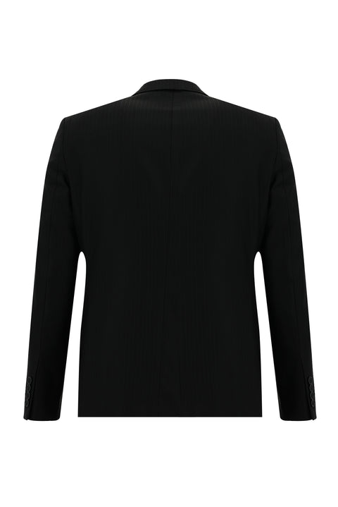 Siyah 7 Drop Slim Fit Dar Kesim Çizgili Takım Elbise