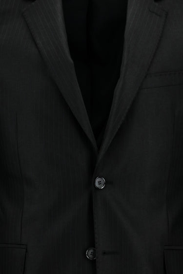  Siyah Slim Fit Dar Kesim Klasik Çizgili Takım Elbise
