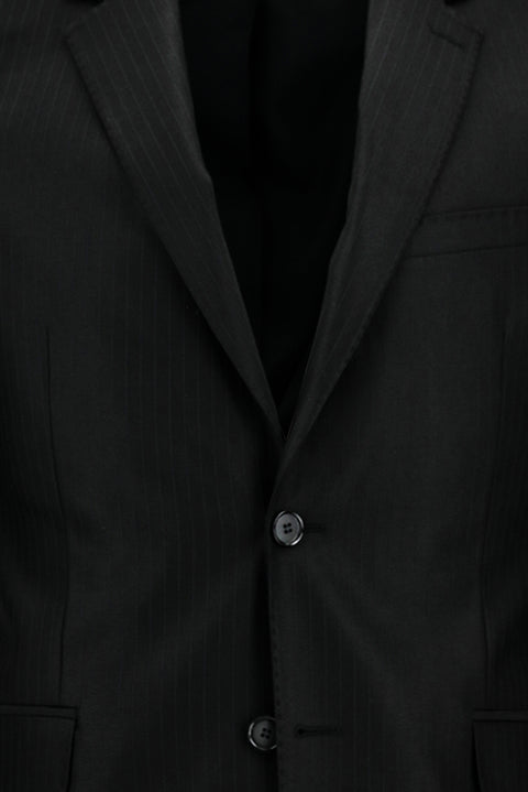 Siyah 7 Drop Slim Fit Dar Kesim Çizgili Takım Elbise